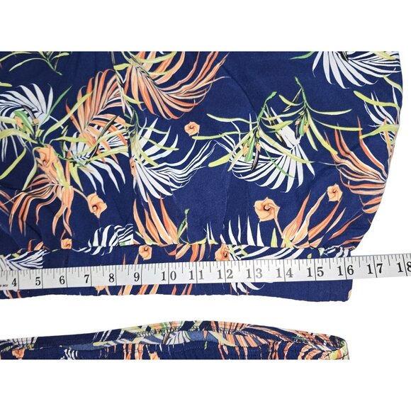 Shein Size XL Off Shoulder Halter Top with Wrap Hem Shorts Tropical Print Multic - Picture 6 of 6